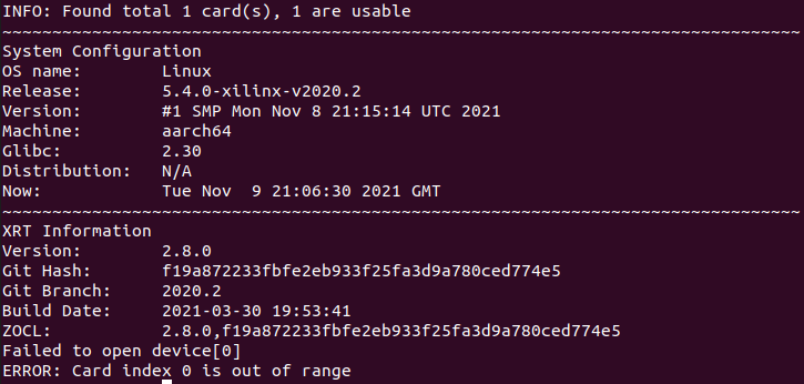 DPU Integration With Vivado: [DNNDK_XRT] Cannot find device, index: 0 ...