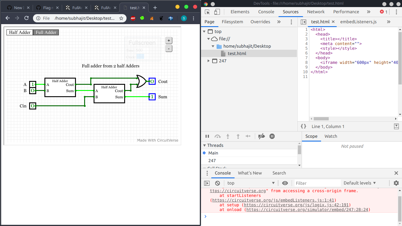 BUG in embeded Mode · Issue #345 · CircuitVerse/CircuitVerse · GitHub