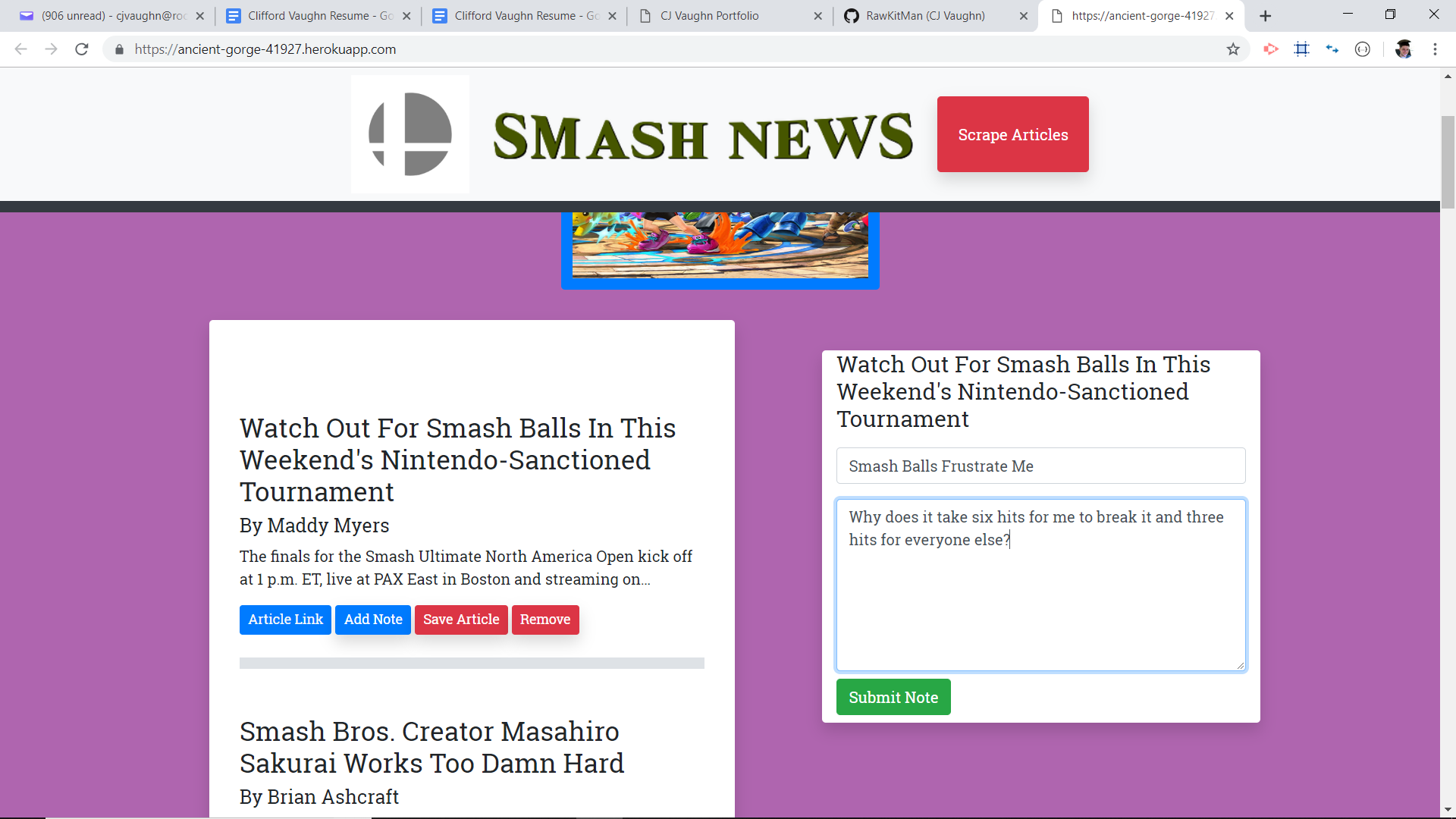 GitHub RawKitMan/Smash News: Grabbing news articles for Super Smash