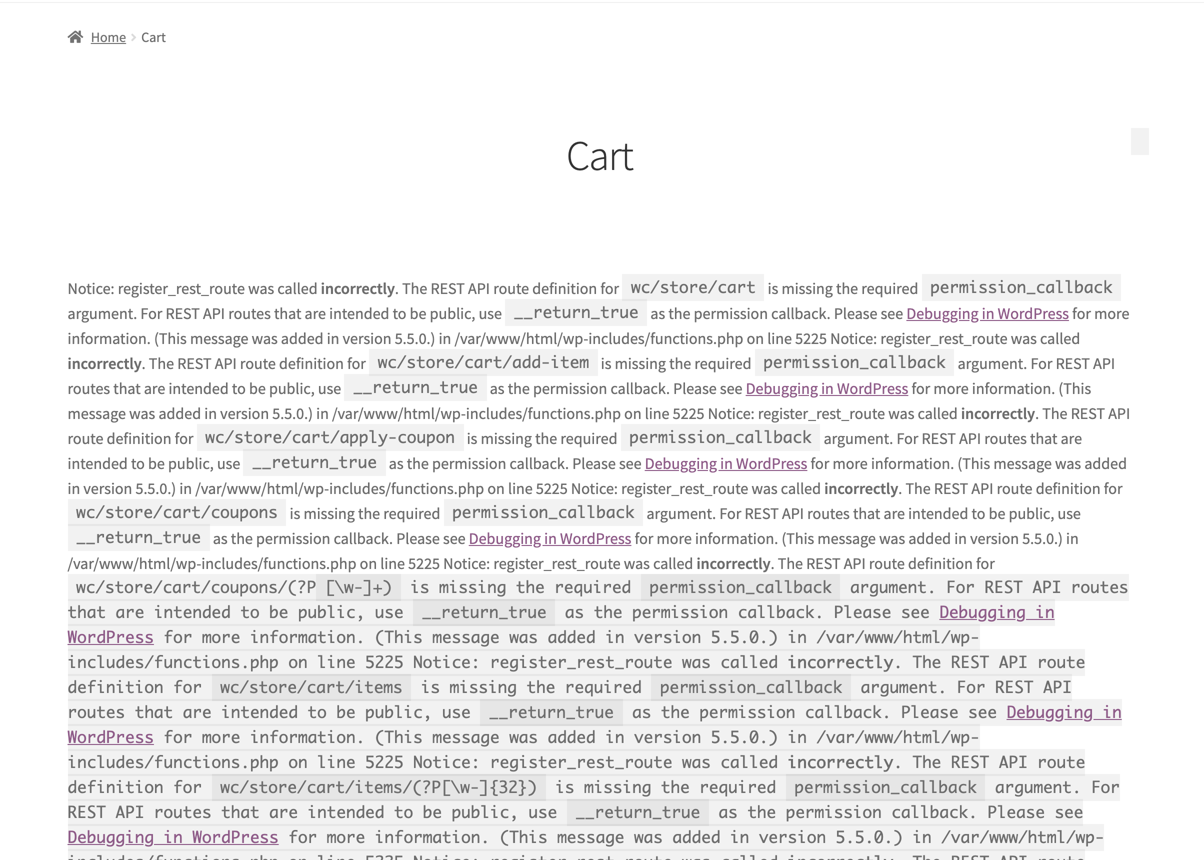  wordpress 5 5 beta fix rest api notices in endpoints issue 2908