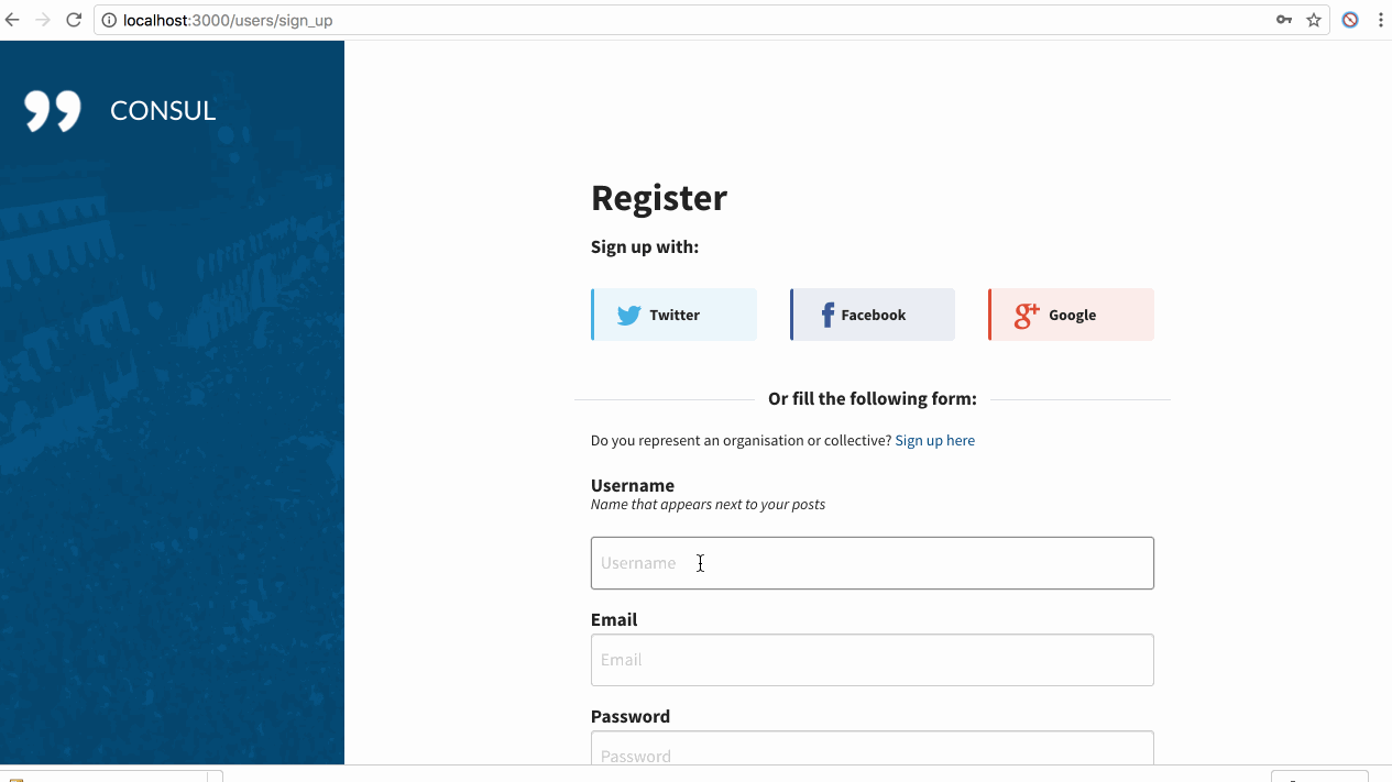 welcome page after sign up