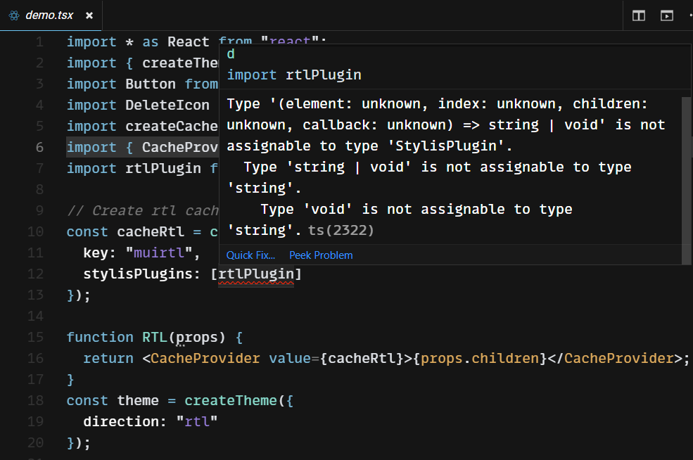 Getting type error (not assignable to type 'StylisPlugin') for ...