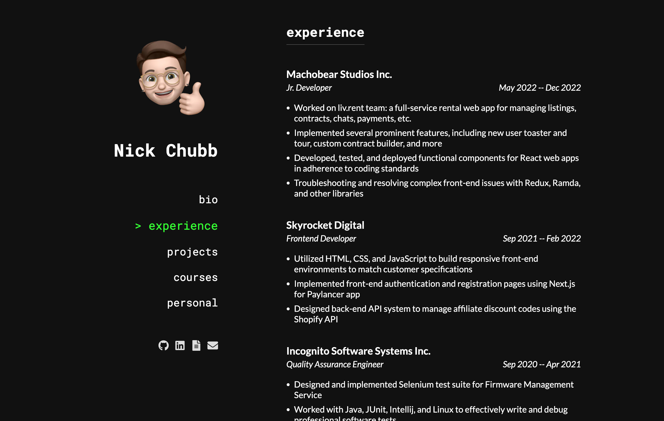 GitHub - NickChubb/nickchubb.ca_2: 👨‍💻 Self-Made Next.js Personal ...