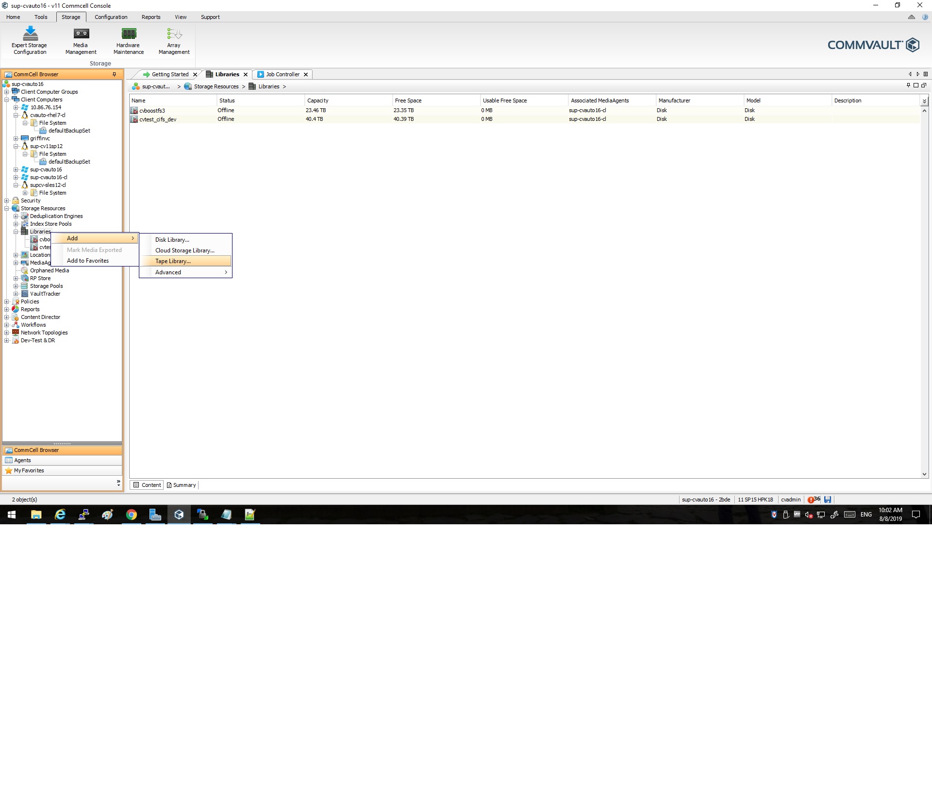 Can we detect/add new Tape Library and Tape Drives using CV Python SDK