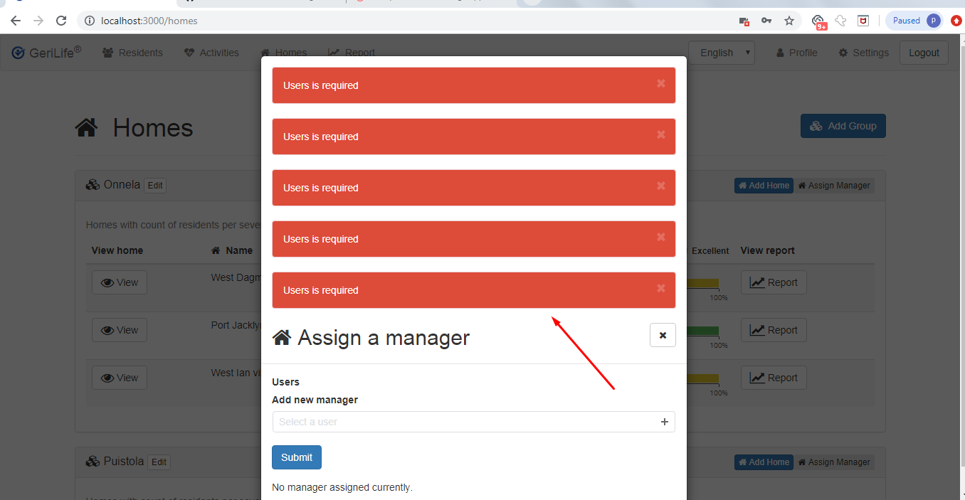[Assign a Manager]: Invalid error message is displayed all the time ...