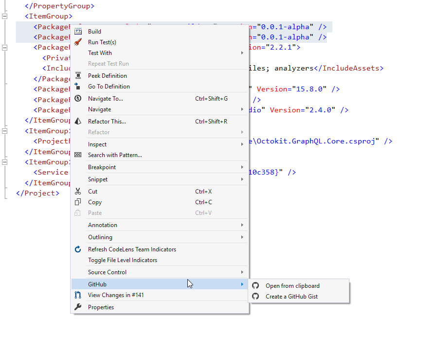 GitHub context menu for project files is not the same · Issue #1949 ...