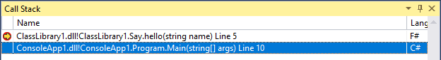Debugging scenario: Call stack with C# and F# frames · Issue #24408 ...