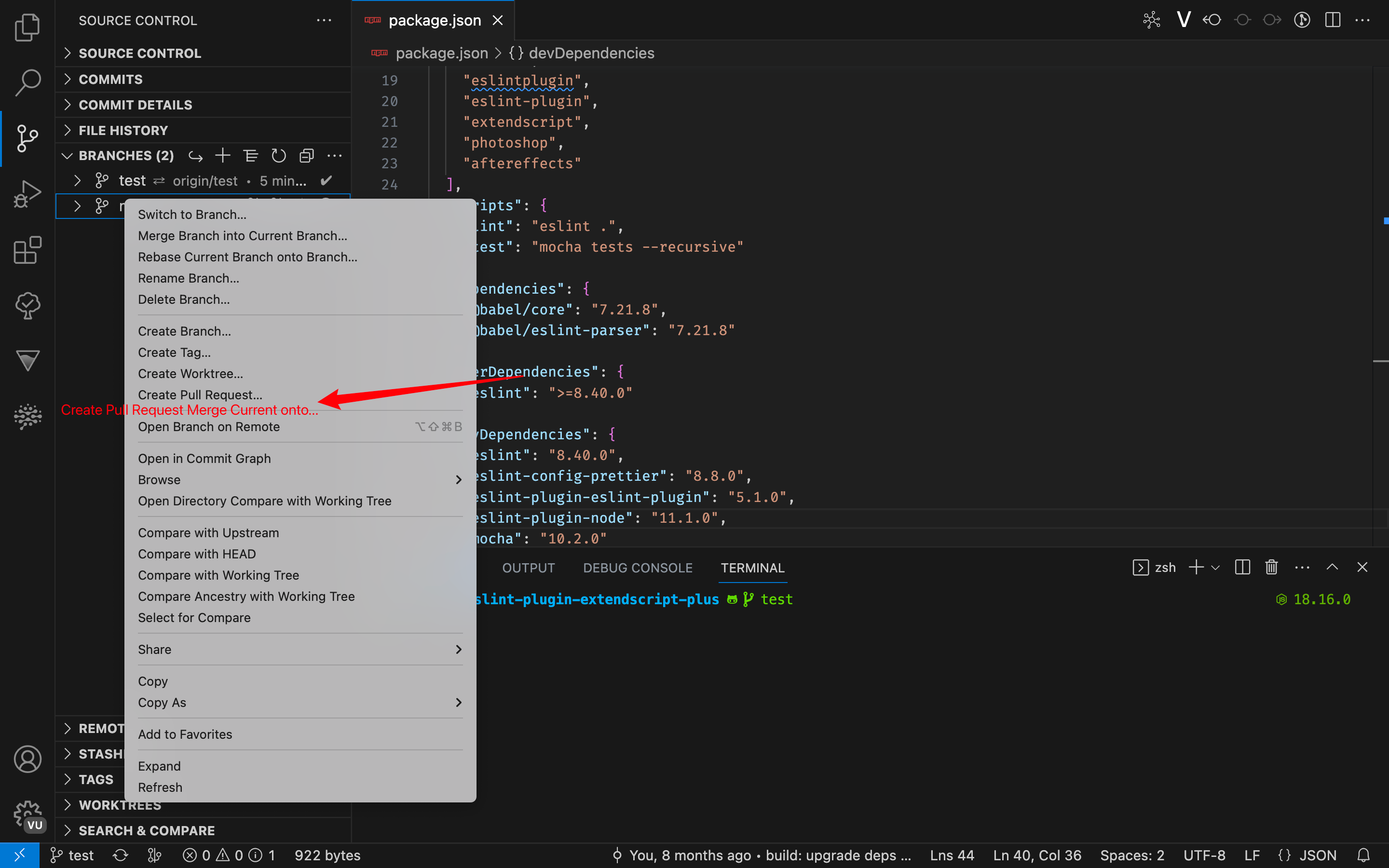 Create Pull Request Merged Current Branch onto... · Issue #2688 ...