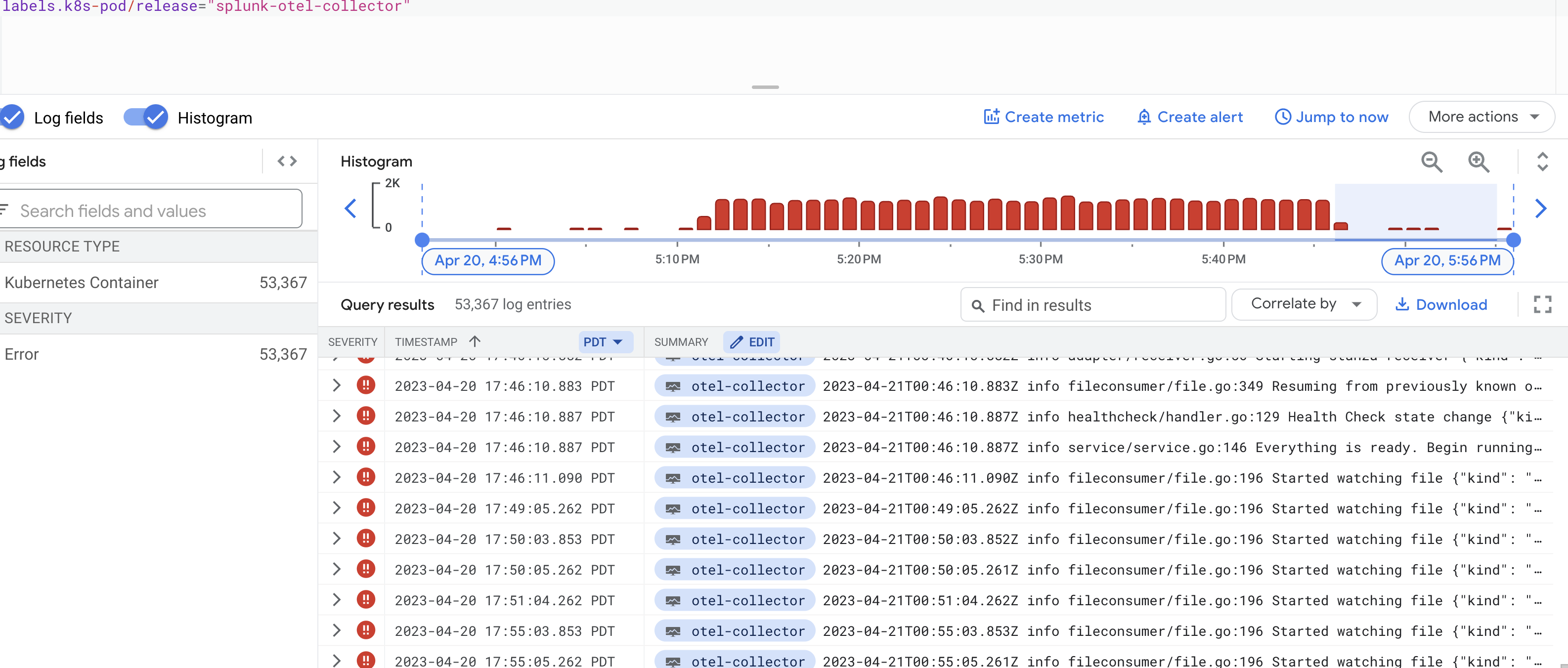 splunkotelcollector agent logs show as Error on GKE · Issue 750 · signalfx/splunkotel