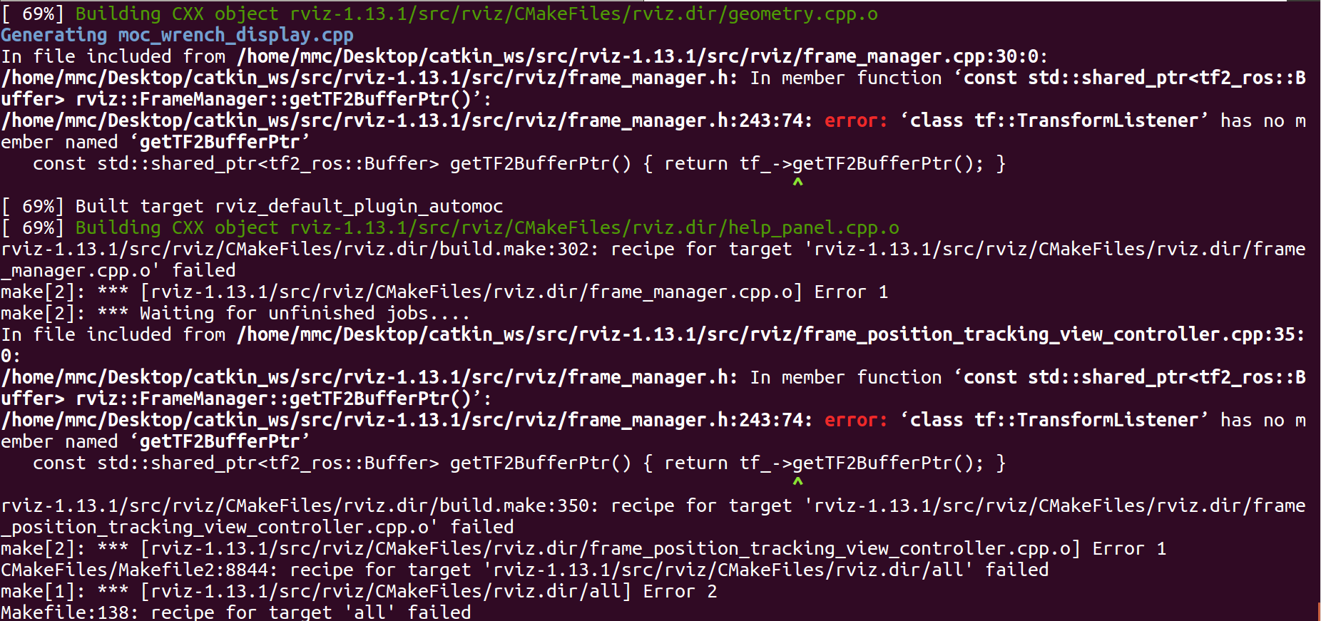 Source code compilation failed · Issue #1353 · ros-visualization/rviz ...