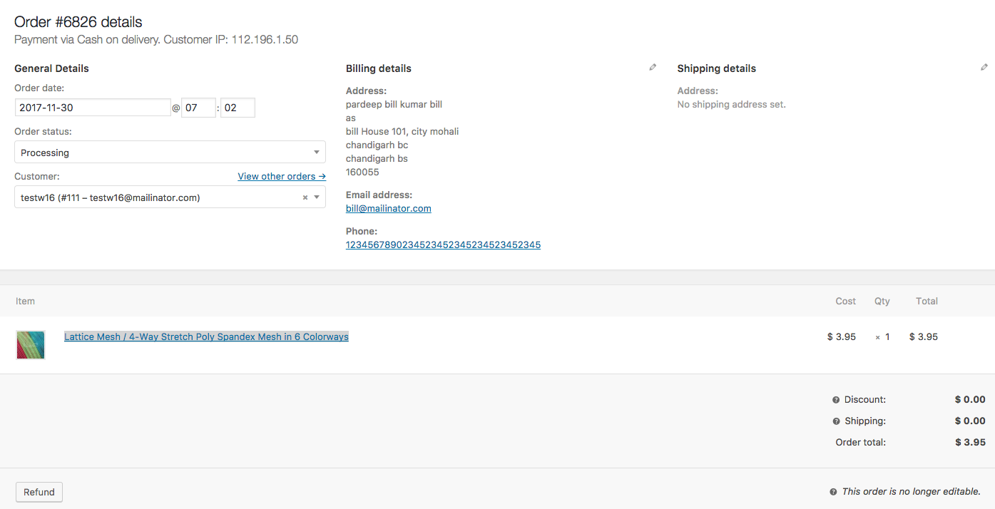 Order can be created using parent id of variable product but we are not