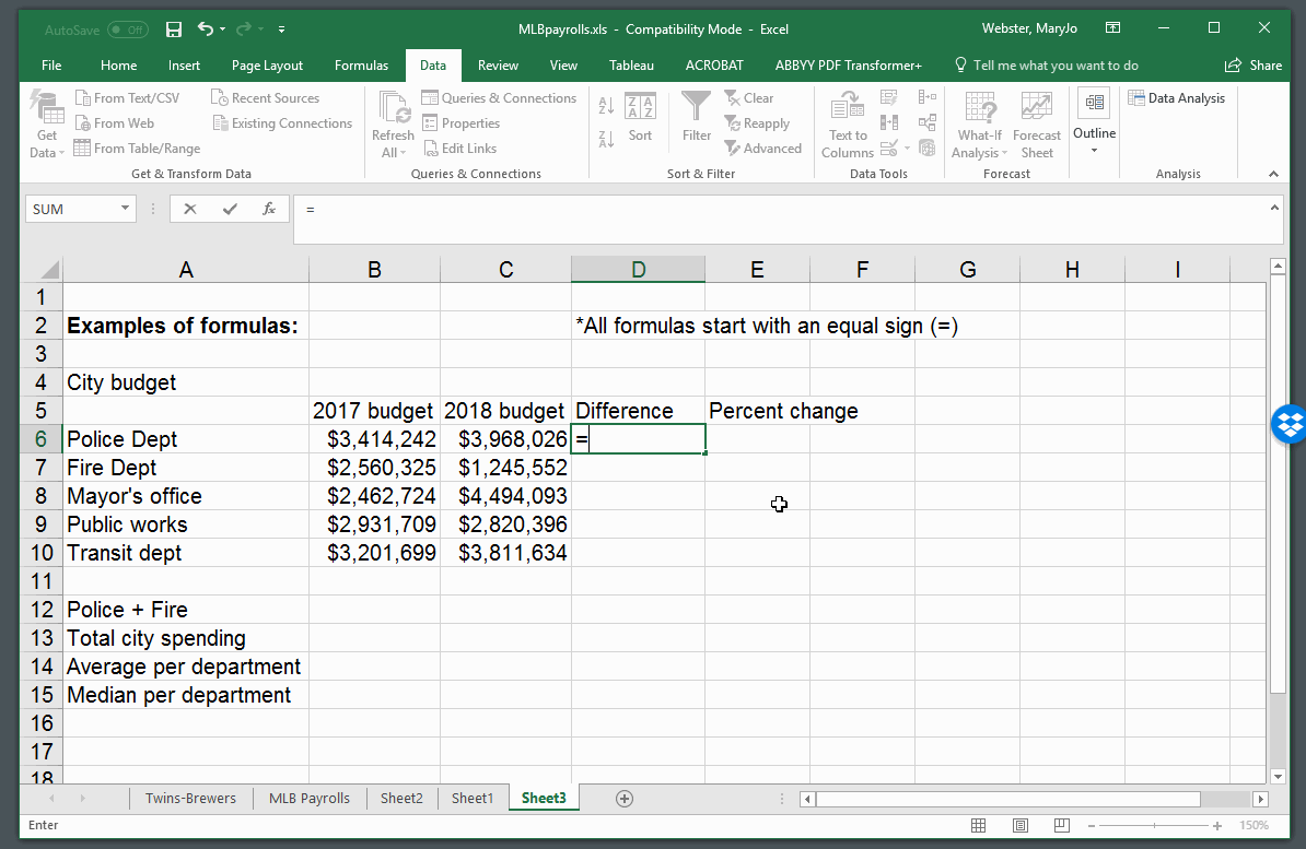 Formula basics