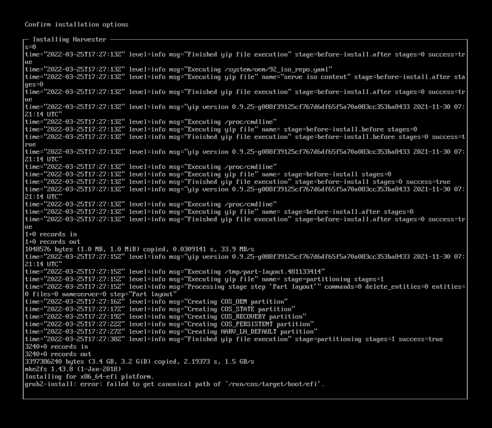  bug grub2 install error failed to get canonical path of runcos
