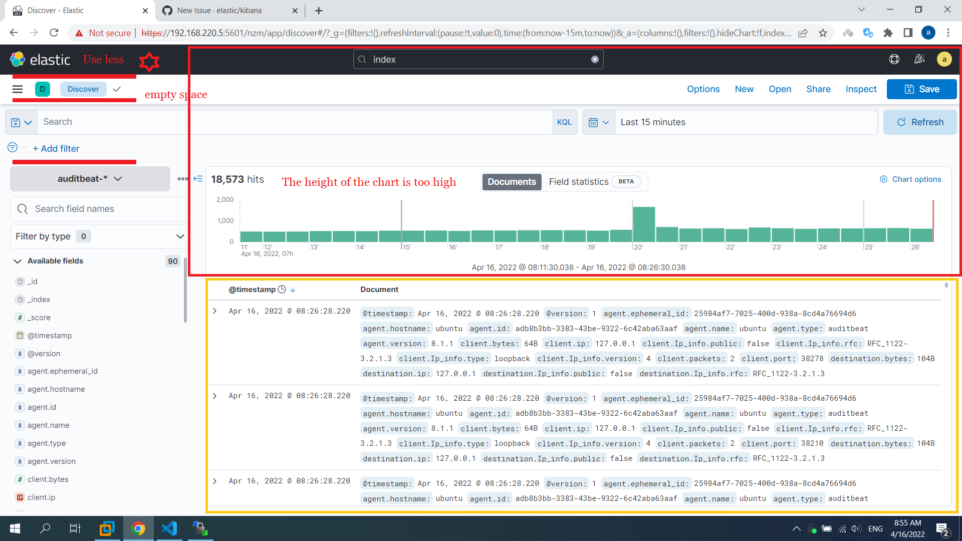 Create more height for the results table on the Discover page · Issue