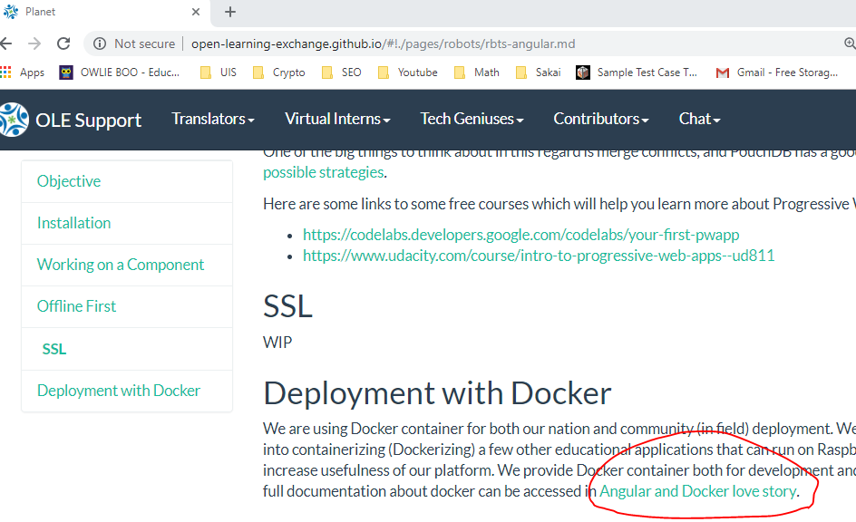 Broken link (Angular and Docker love story) on Planet project page ...