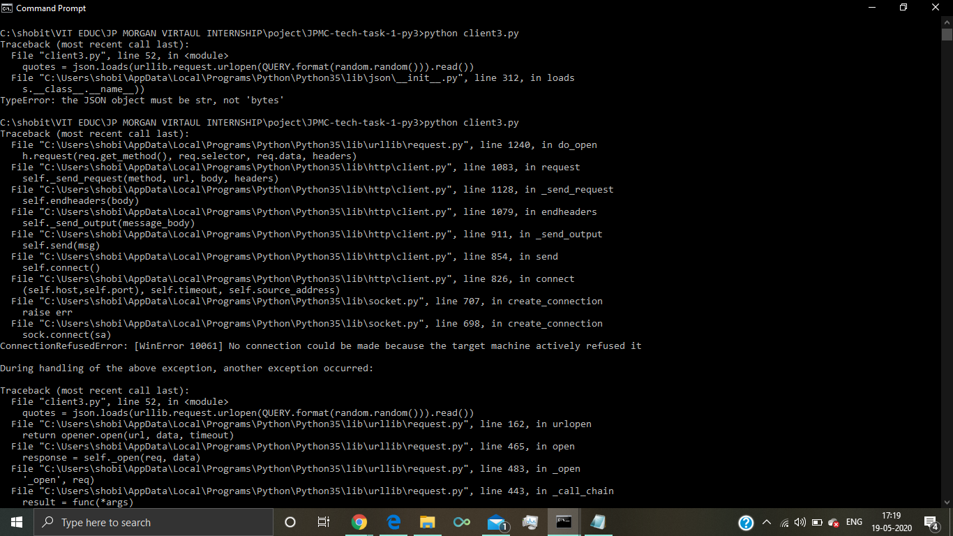 I am successfully able to run the server3.py on my terminal with ...