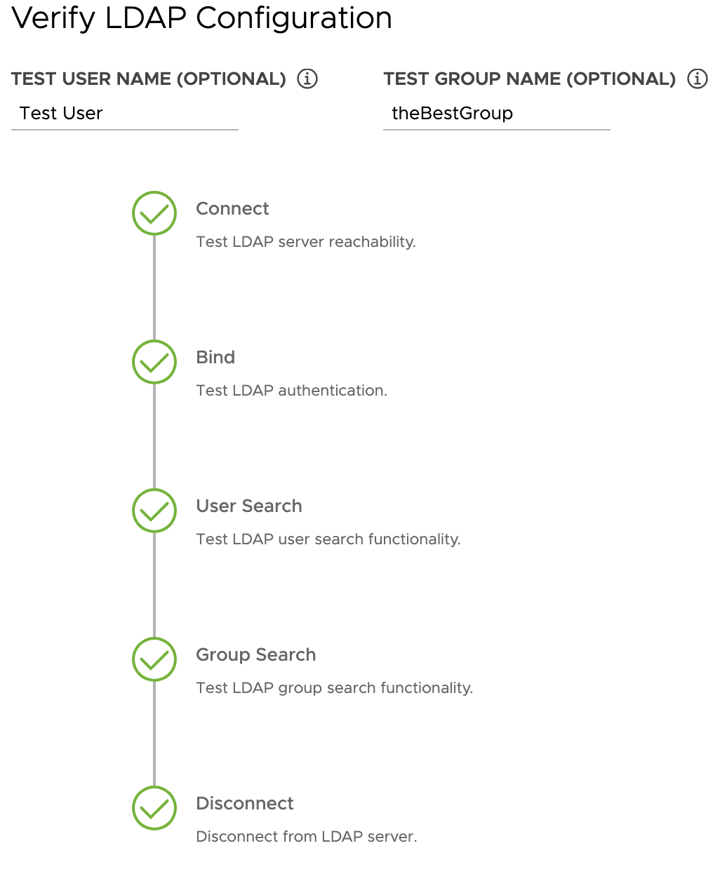 Kickstart UI Verify LDAP Configuration for Test Group Name is not