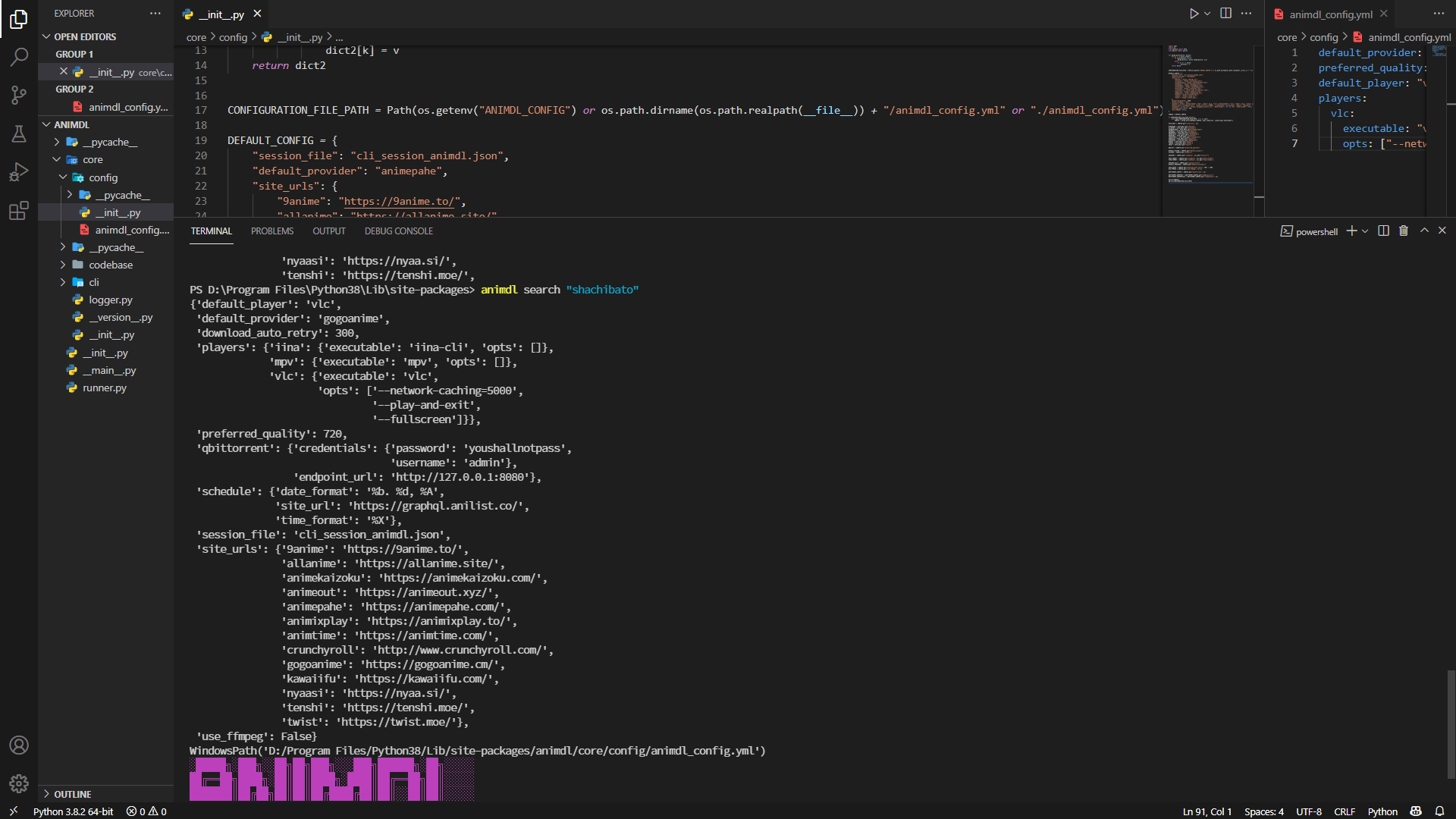Custom configuration in Config directory itself - animdl_config.yml ...