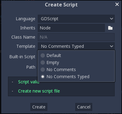 Add a template with typed GDScript to "New Script" window · Issue ...