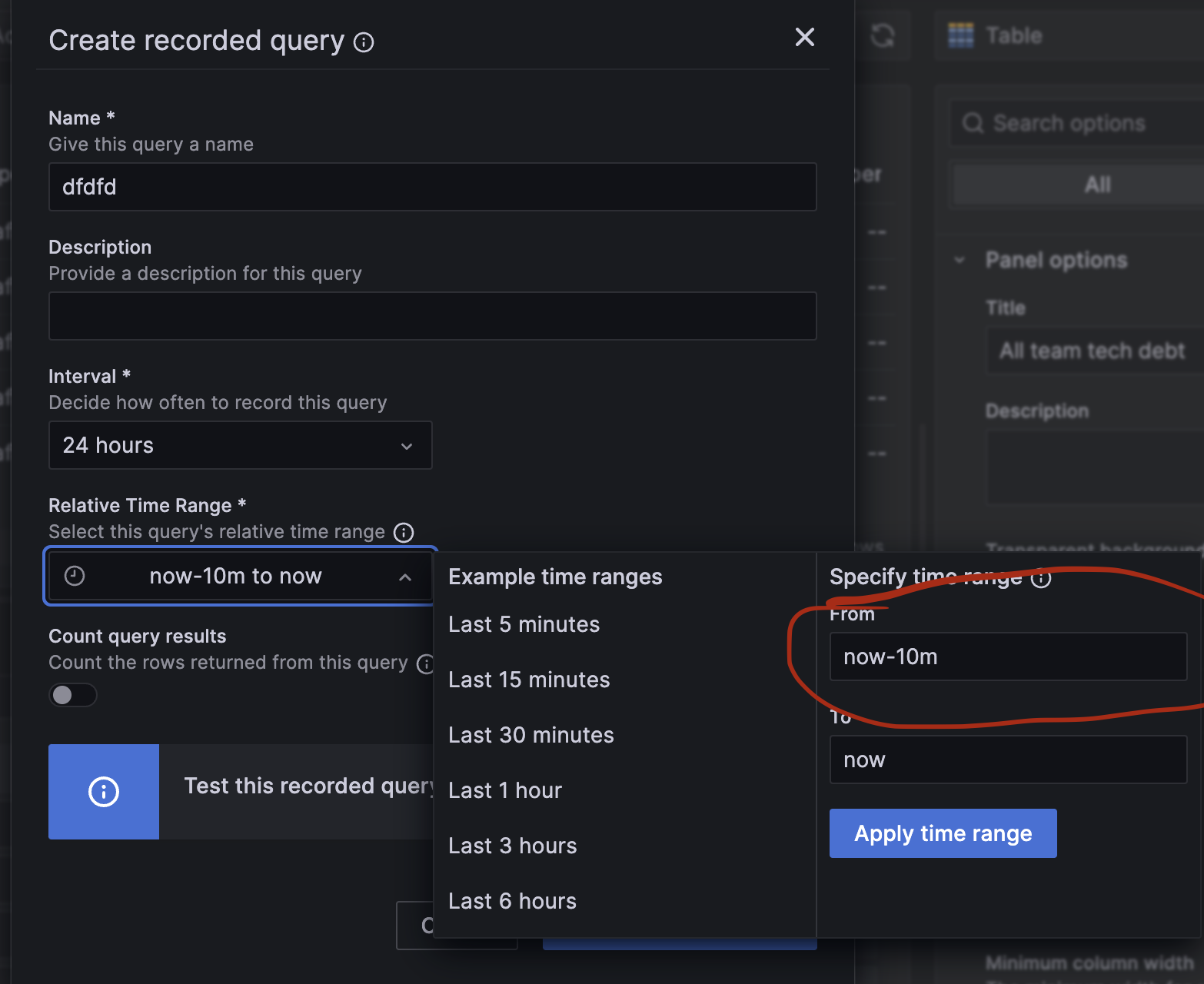 Can no longer manually enter time range for recorded queries · Issue ...