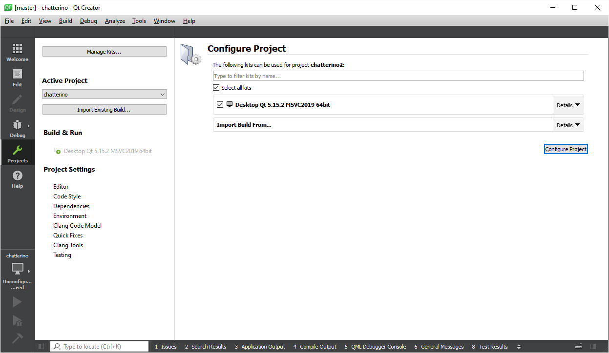 Qt Create Configure Project screenshot