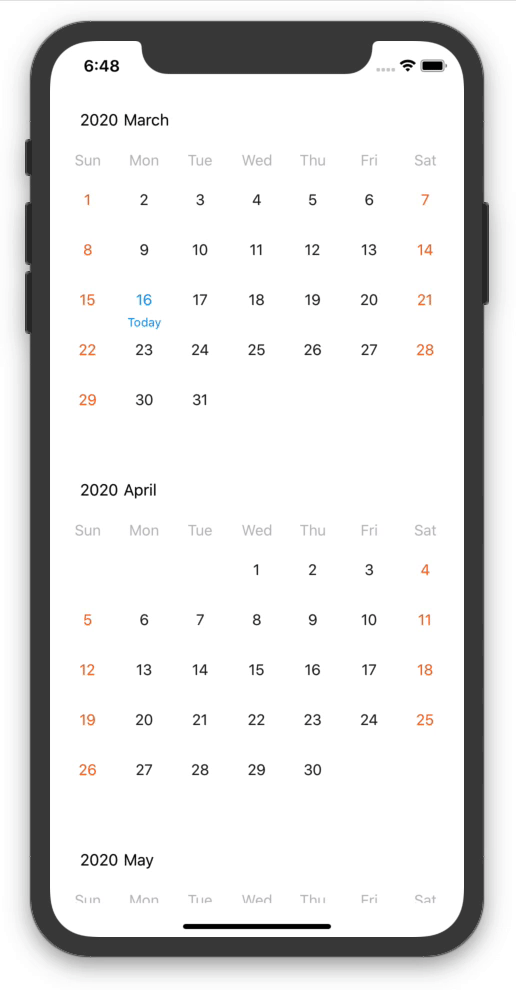 GitHub - huurray/react-native-calendar-range-picker: A Simple react native  calendar picker using Hooks.