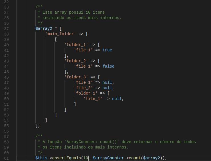 Criar uma classe que recebe um array e faz a contagem dos itens (arrays ...