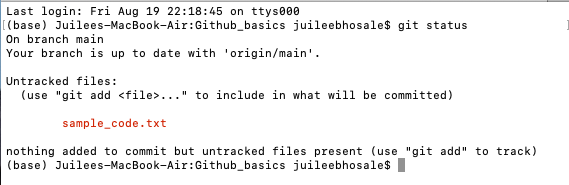 Git status after file creation