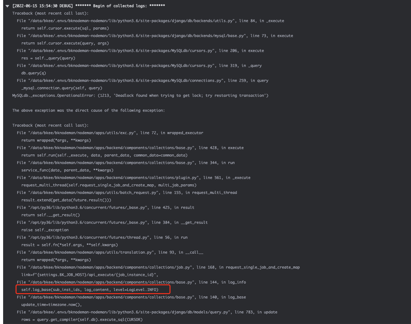 [BUG] 日志更新死锁 · Issue #853 · TencentBlueKing/bk-nodeman · GitHub