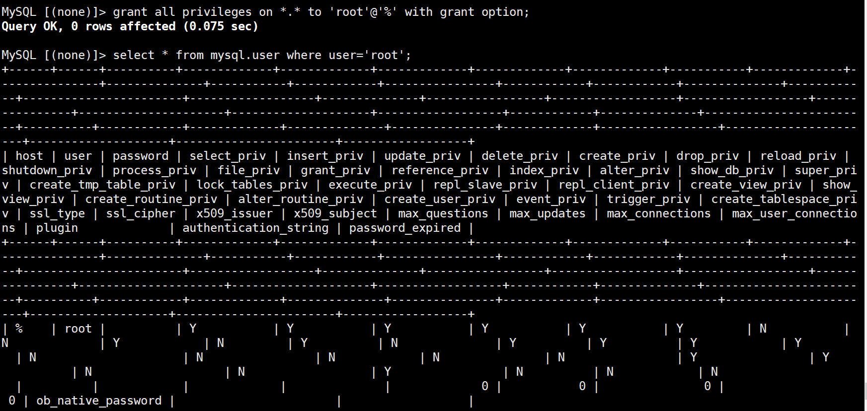 can't grant privilege to user · Issue #120 · oceanbase/oceanbase · GitHub