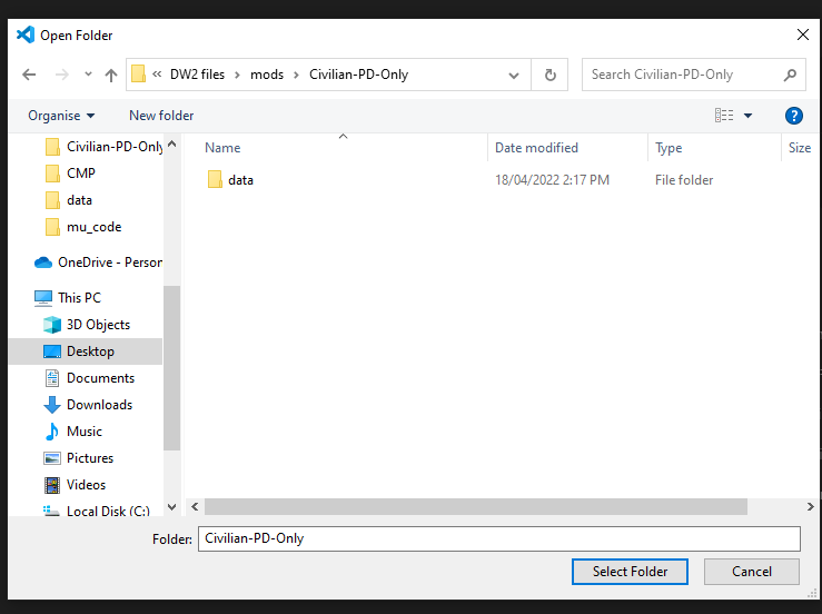 folder opened