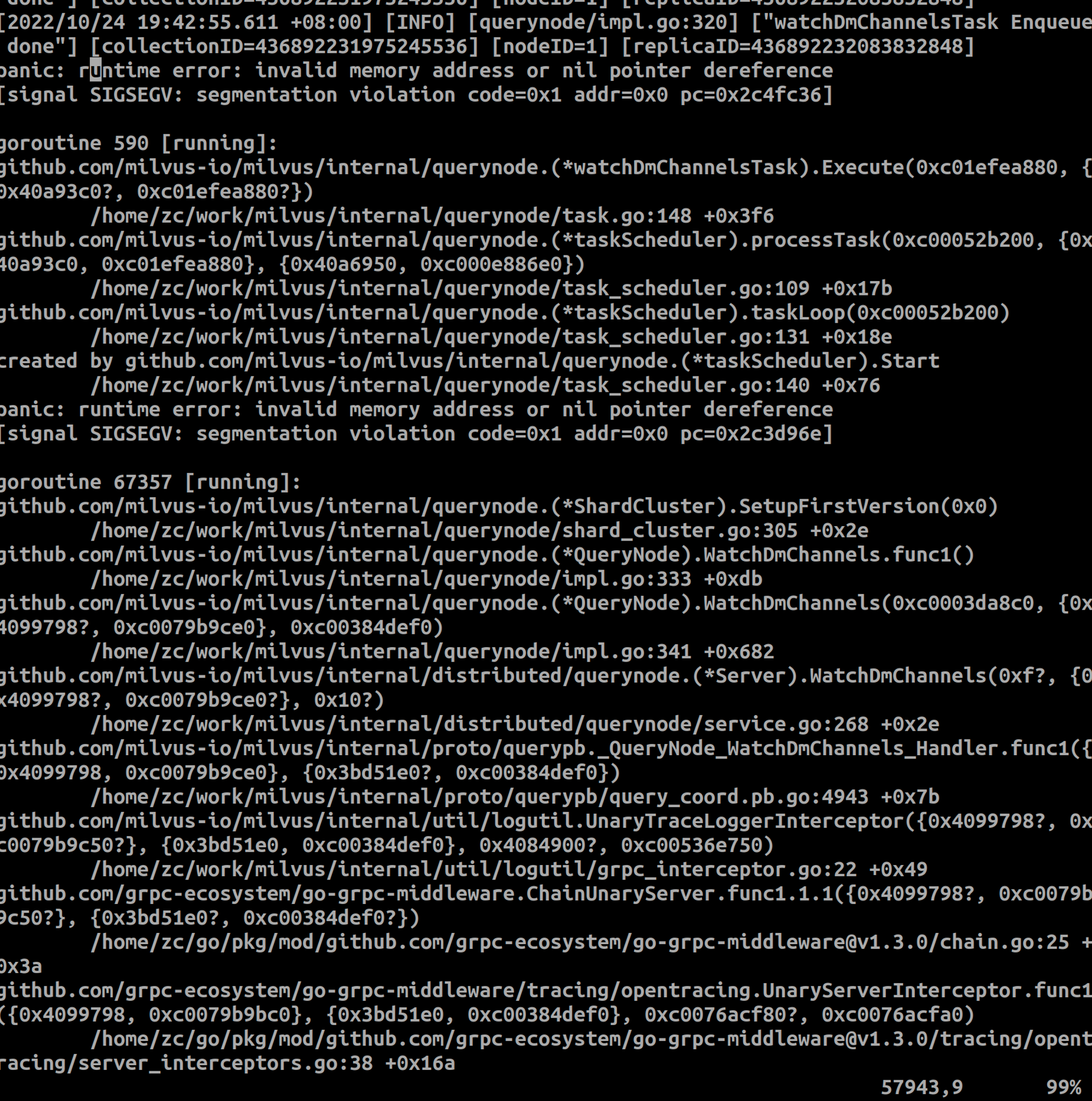 [Bug]: CI tests, QueryNode panic occasionally · Issue #20033 · milvus ...