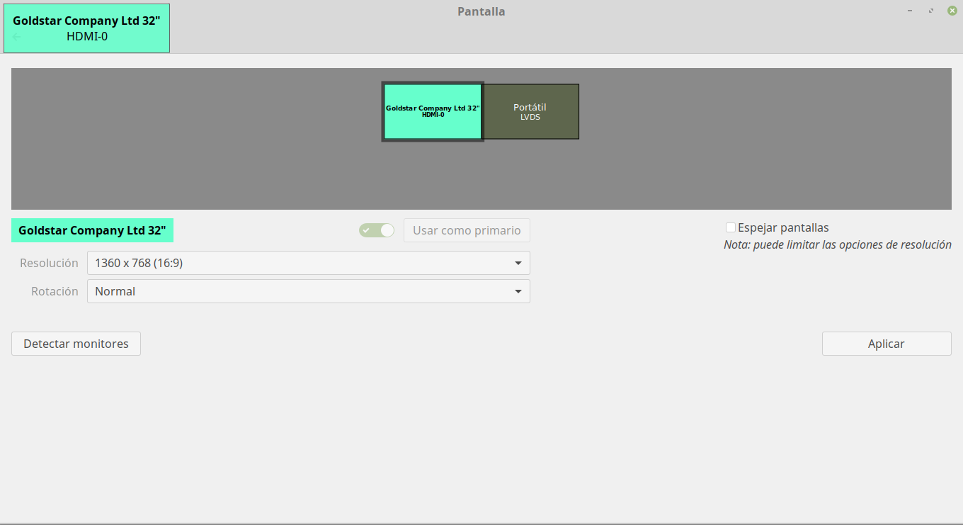 Does not recognize a LG 42LT75 TV when it is connected by HDMI · Issue