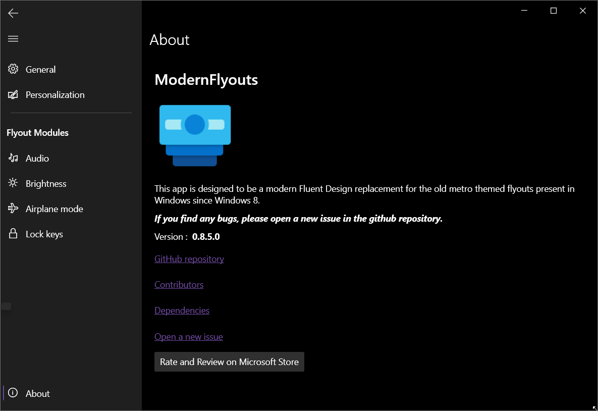 Modernflyouts. Modernflyouts (preview).