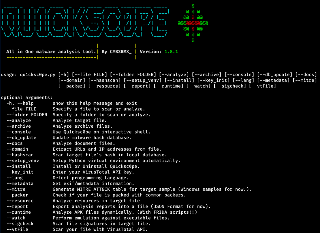 GitHub - CYB3RMX/Qu1cksc0pe: All-in-One malware analysis tool.
