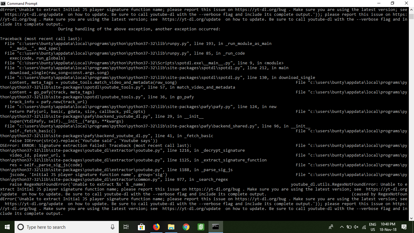 youtube-dl update error · Issue #433 · spotDL/spotify-downloader · GitHub
