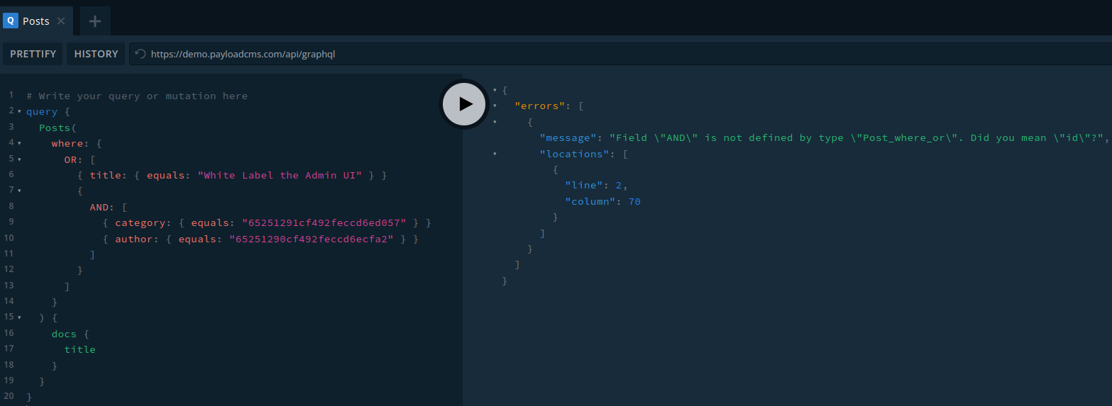 Where filter in GraphQL AND/OR cannot be nested inside OR/AND · Issue