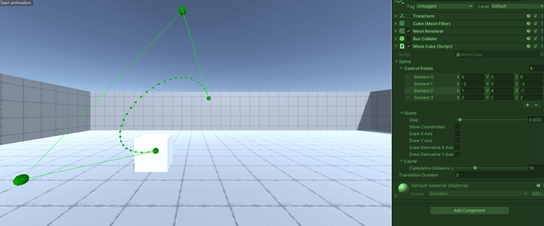 Object moving along a curve