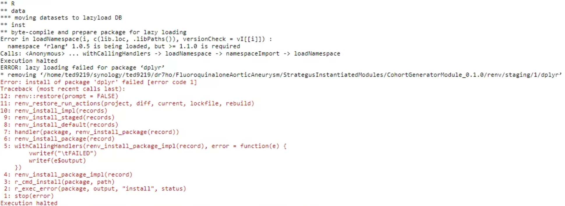 Need to fix rlang version in the renv.lock file · Issue 21 · OHDSI