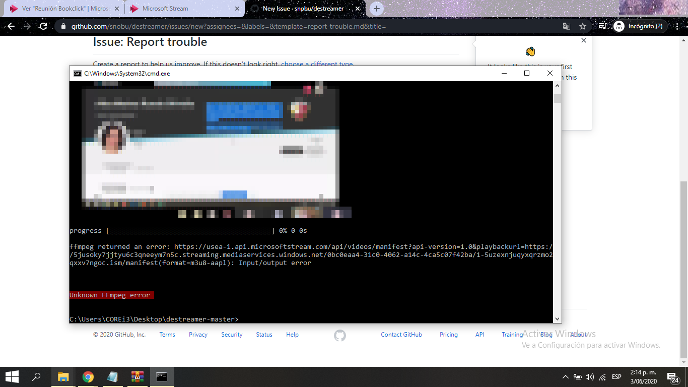 Unknown FFmpeg error · Issue #151 · snobu/destreamer · GitHub