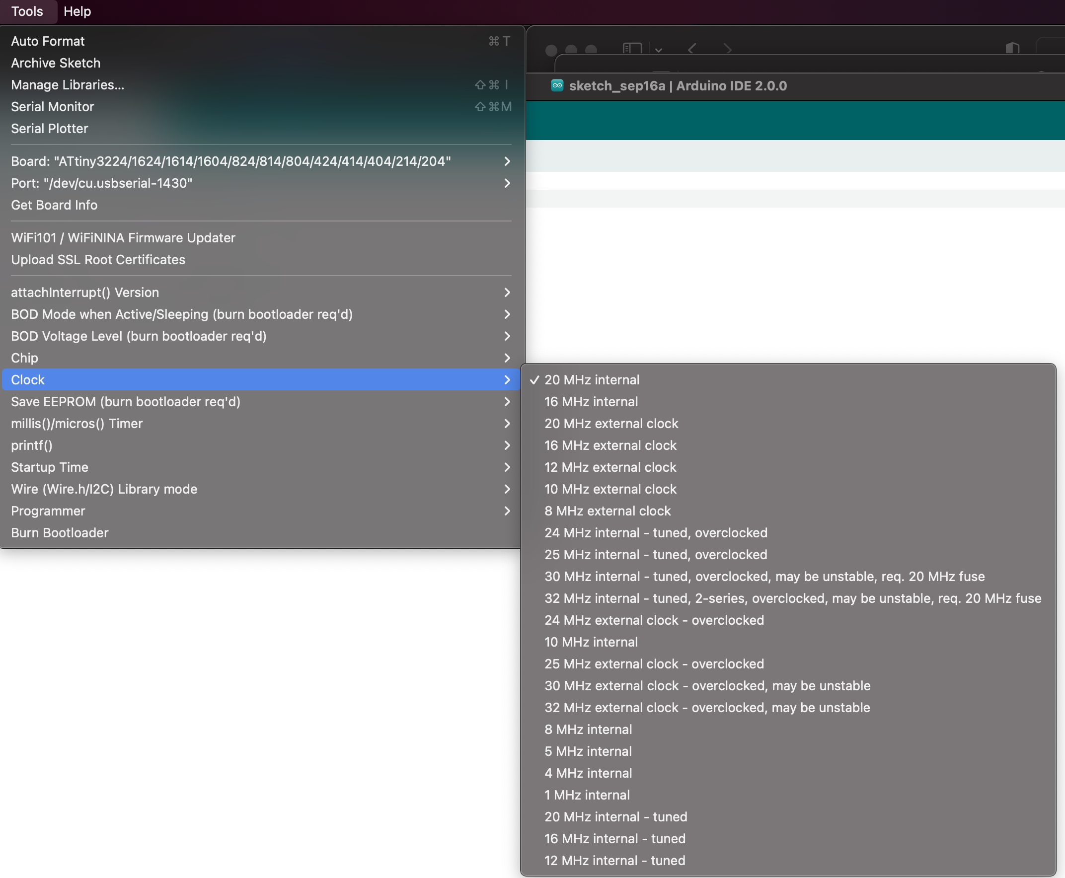 2Mhz missing from menu · Issue #814 · SpenceKonde/megaTinyCore · GitHub