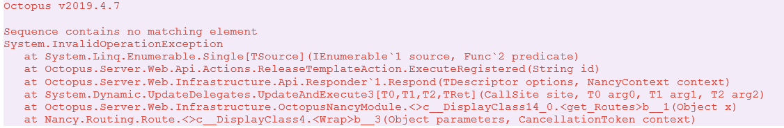 Sequence contains no matching elements error when viewing a release ...