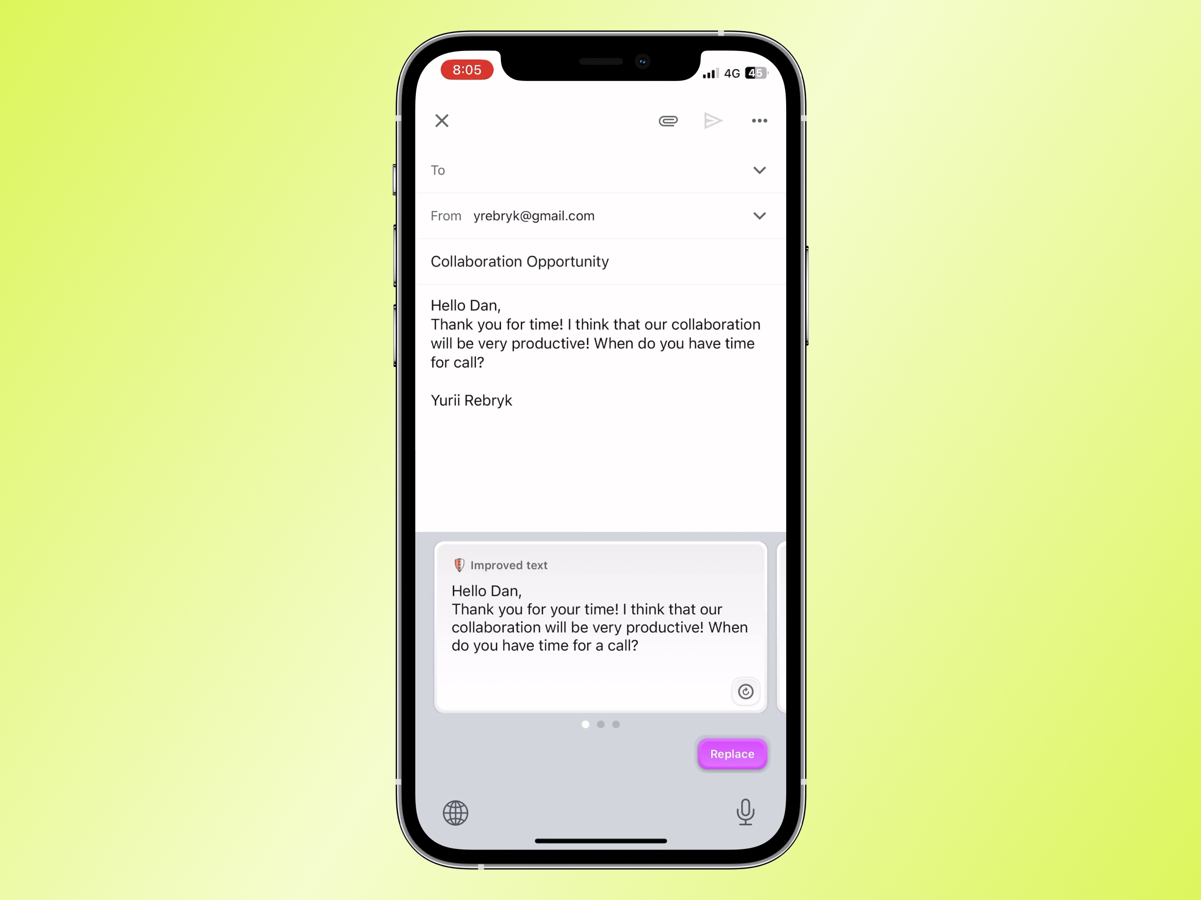 Screenshot of the app.