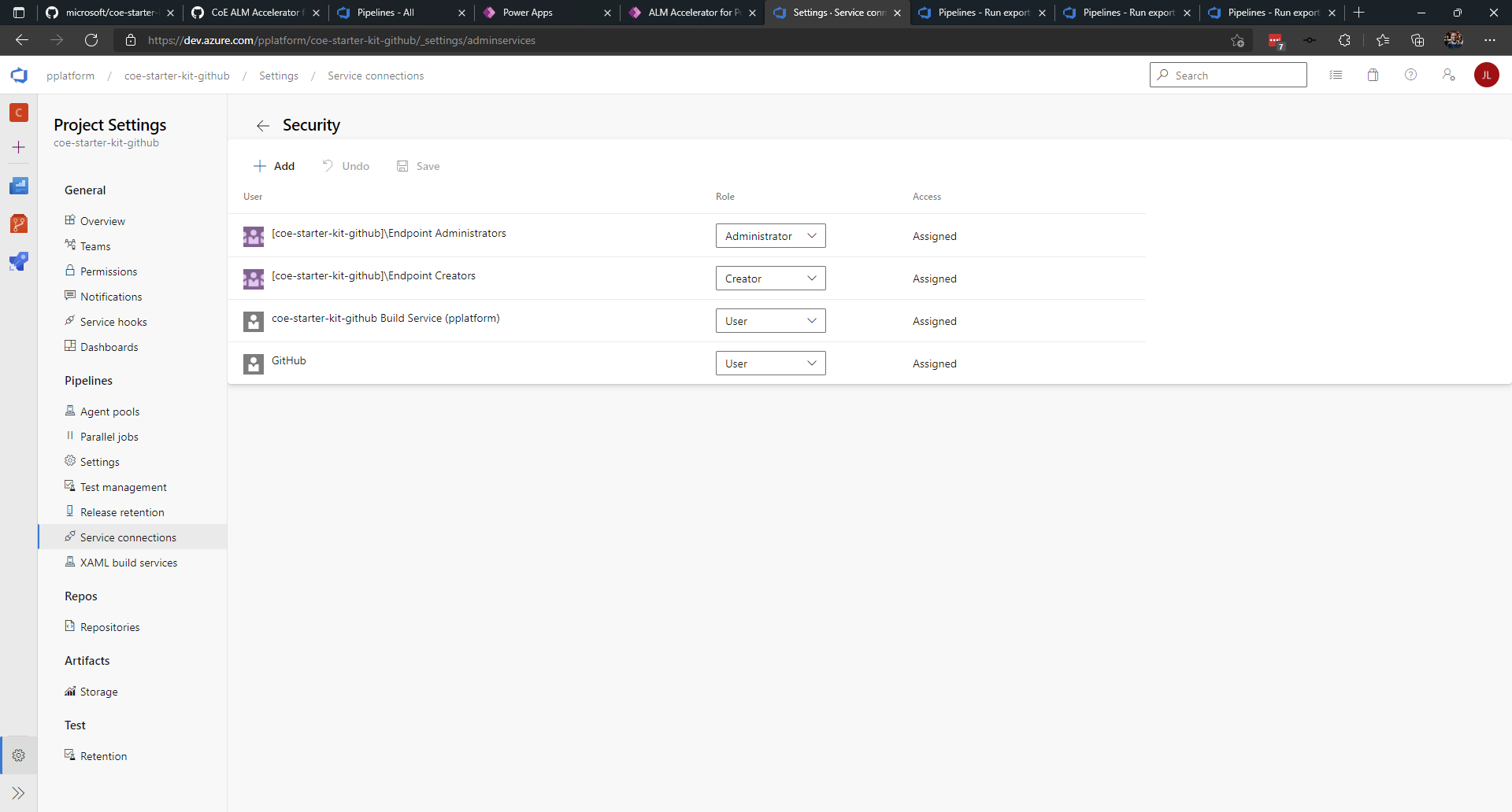 [coe-cli] Add required permissions for the Devops Build Service · Issue ...