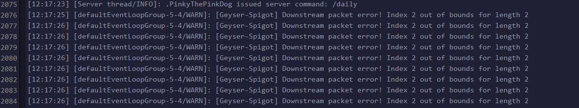 Downstream packet error! · Issue #3608 · GeyserMC/Geyser · GitHub