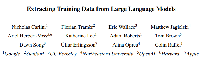Extracting Training Data from Large Language Models · Issue #99 ...