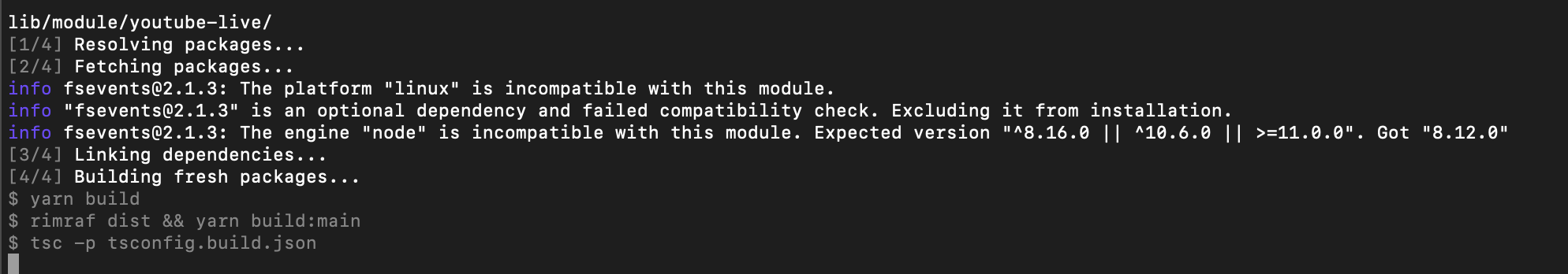 fsevents module error on linux platform · Issue #1294 · bitfocus ...