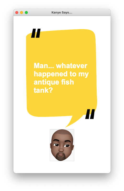 GitHub - ruksarahmed/kanye-quotes: Kanye Quotes App in Python · GitHub