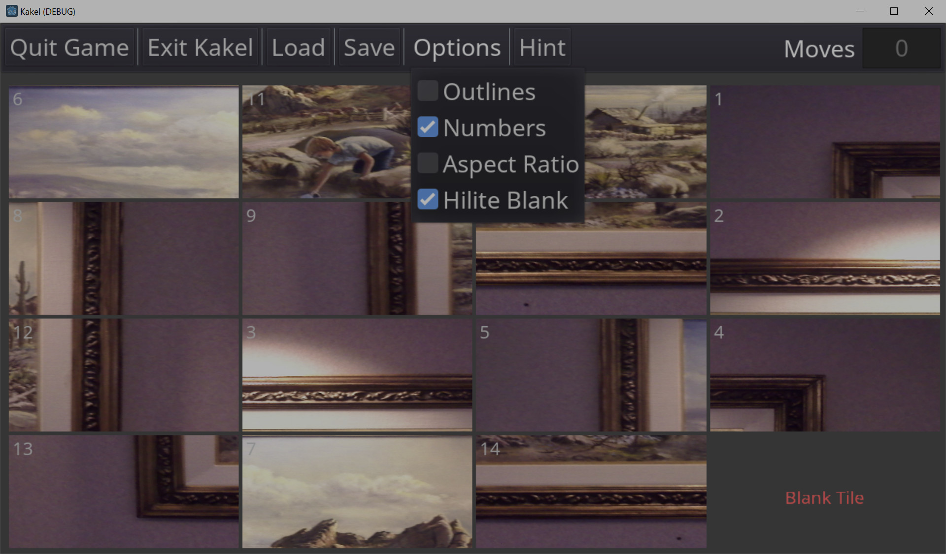 Kakel Game Options