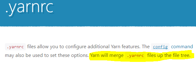 Yarn ignoring .yarnrc in parent directories · Issue #5370 · yarnpkg ...